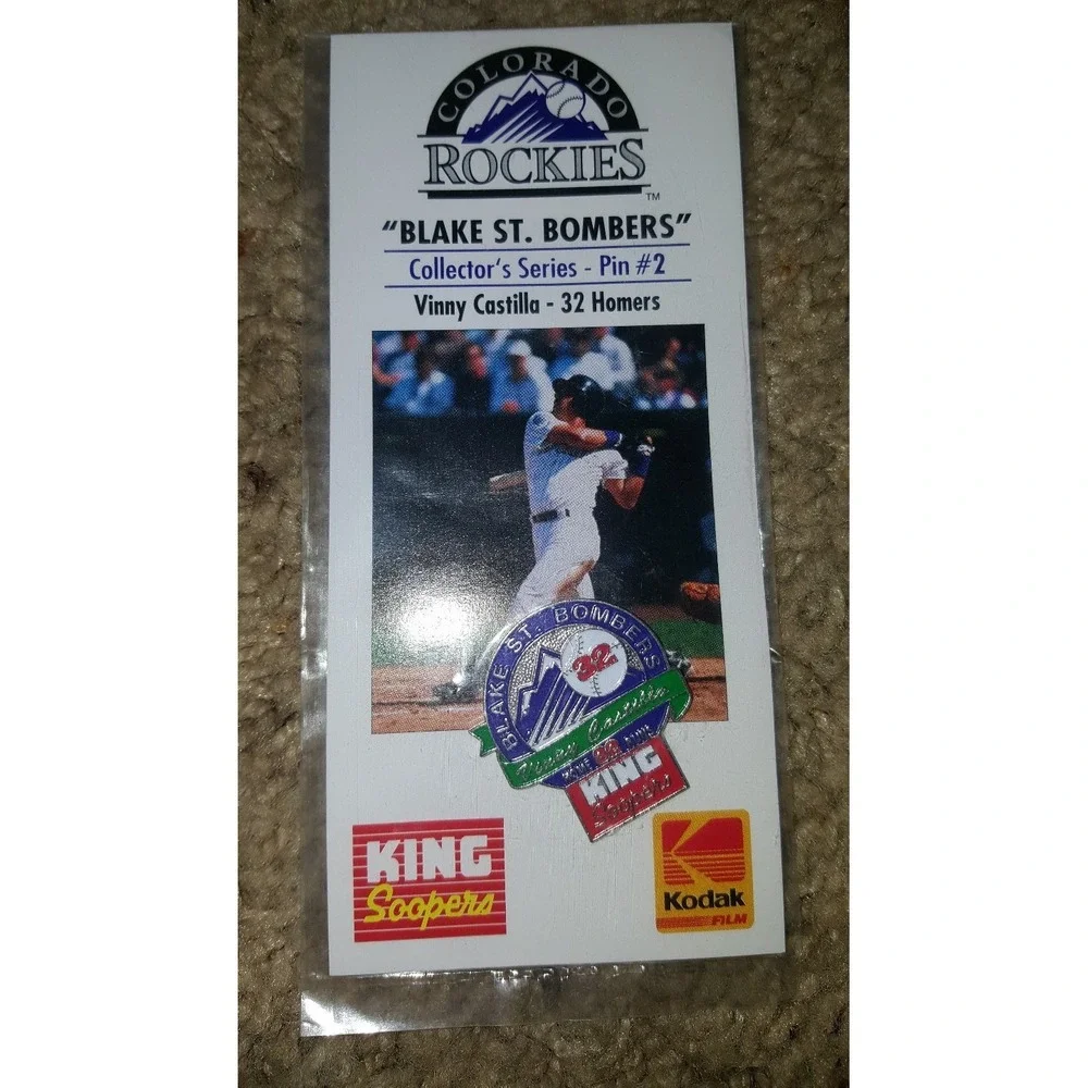 Colorado Rockies lapel pin, Blake St.‎ Bombers. Binny Castill- 32 Homers, pin